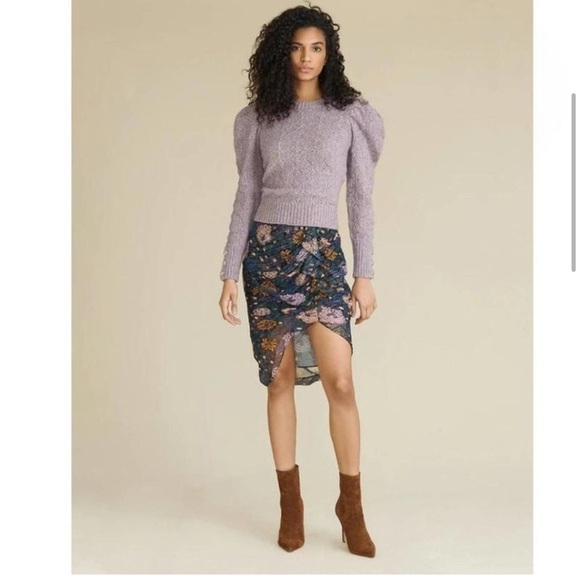 NWOT Veronica Beard Novah puff sleeve lace knit sweater lavender XS - Picture 1 of 12